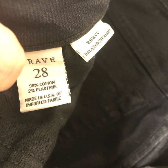 Trave Berit Relaxed Straight Cuffed Jeans Sz 28 Black Stretch Buttonfly Casual - Picture 8 of 11